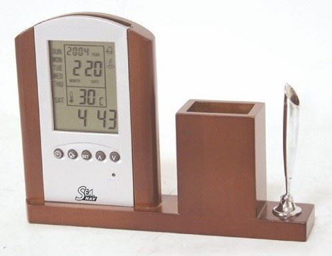 Imagen de Soporte de madera con reloj