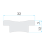 Imagen de Riel perfil T 32 mm- Largo 2 m.