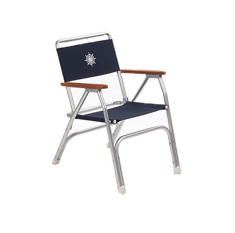 Imagen de Silla de aluminio y teca azul marino