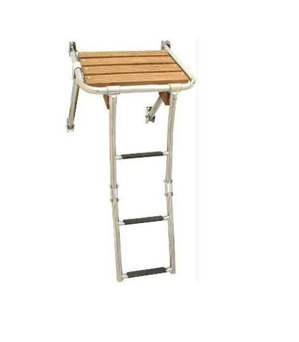 Imagen de Escalera con plataforma de teca 45x39 cm