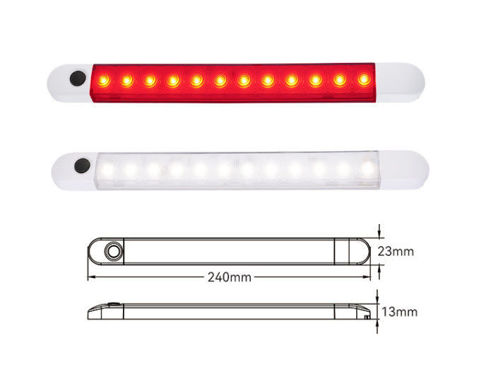 Imagen de LUZ CABINA NOCTURNA ROJ/BLANCA 12V240MM -SFSL1-ZW-01S